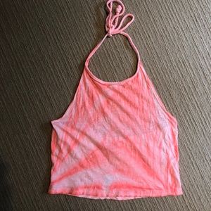 Urban Outfitters Ecote Neon Orange Halter Crop Top